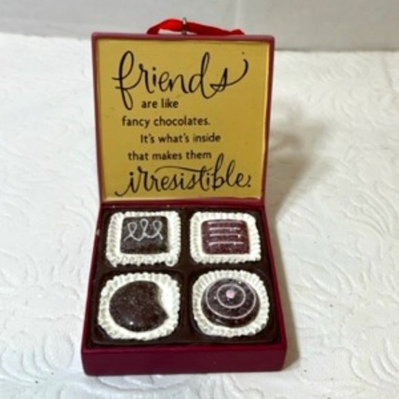 Hallmark Box of Chocolates "Friends...Irresistible" Christmas Ornament 2"x3" - Picture 2 of 6
